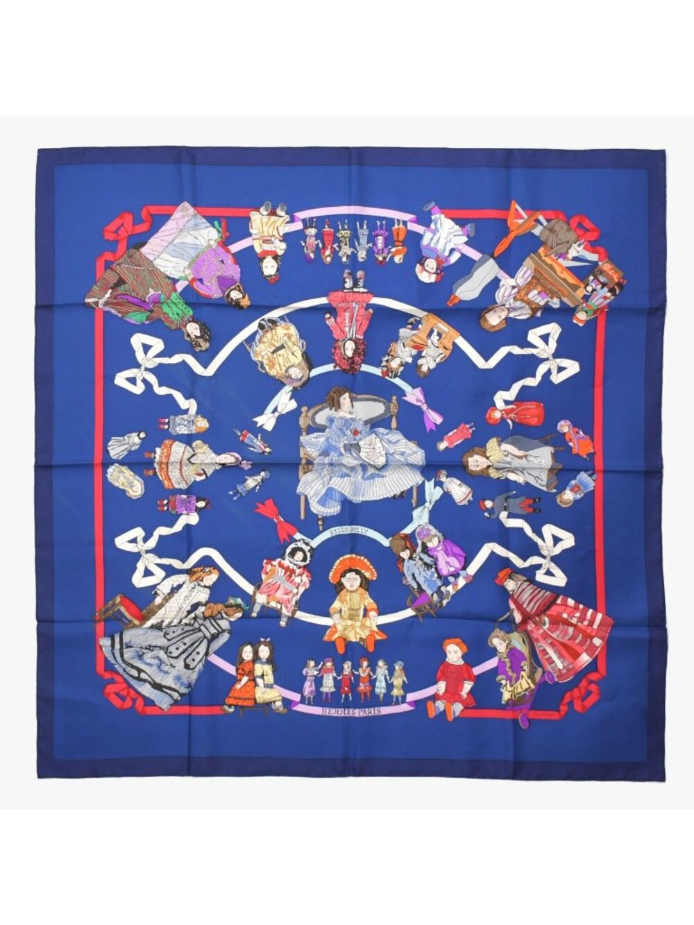 Hermes Scarf Carre 90 Silk Blue Multicolor